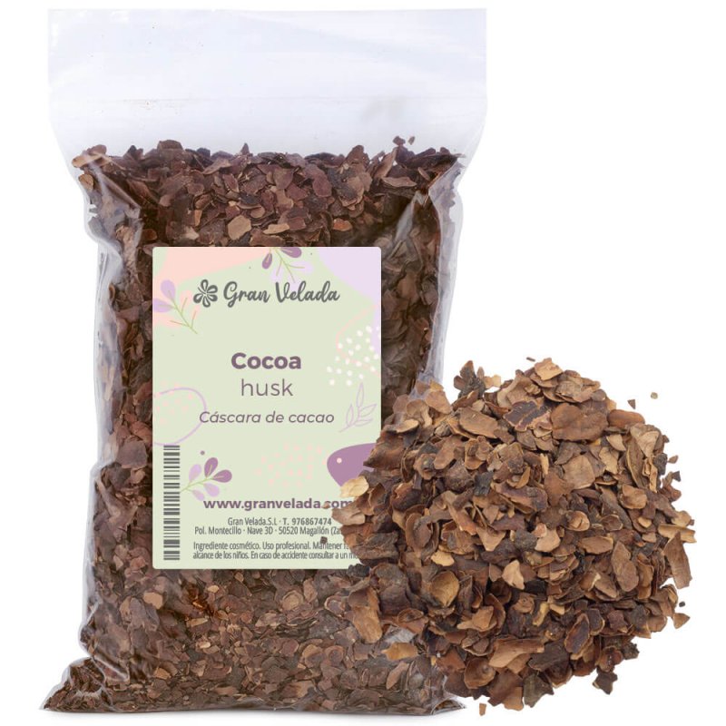 Cáscara de cacao envase y muestra