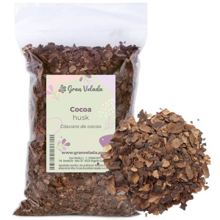 Cáscara de cacao envase y muestra