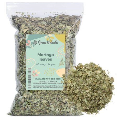 Envase y muestra moringa hojas