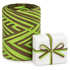 Ruban de raphia bicolore brun pistache Ruban de raphia bicolore brun pistache