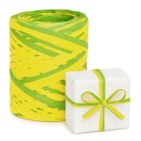 Ruban de raphia bicolore jaune-pistache Ruban de raphia bicolore jaune-pistache