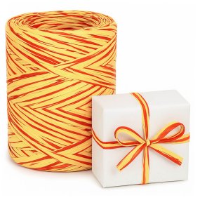Cinta de rafia bicolor amarillo-rojo Cinta de rafia bicolor amarillo-rojo