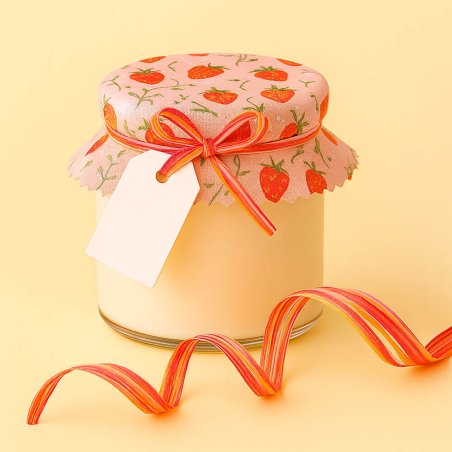 Cinta de rafia tricolor rojo-rosa-naranja para decorar regalos