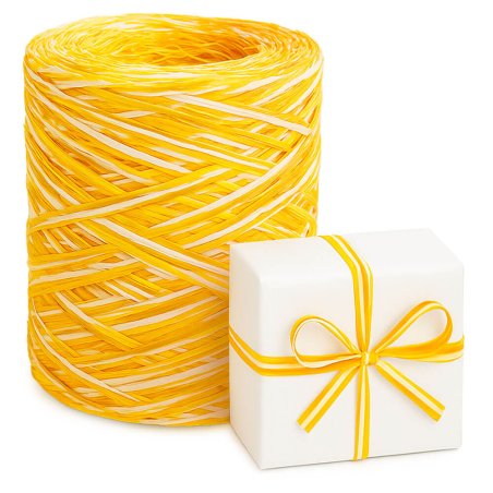 Cinta de rafia tricolor mostaza-amarillo-blanco