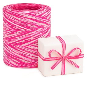 Ruban de raphia tricolore fuchsia-blanc-rose Ruban de raphia tricolore fuchsia-blanc-rose