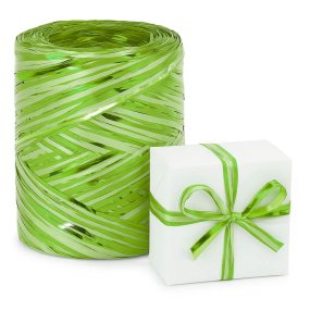 Ruban de raphia à la pistache métallisé mat Ruban de raphia à la pistache métallisé mat