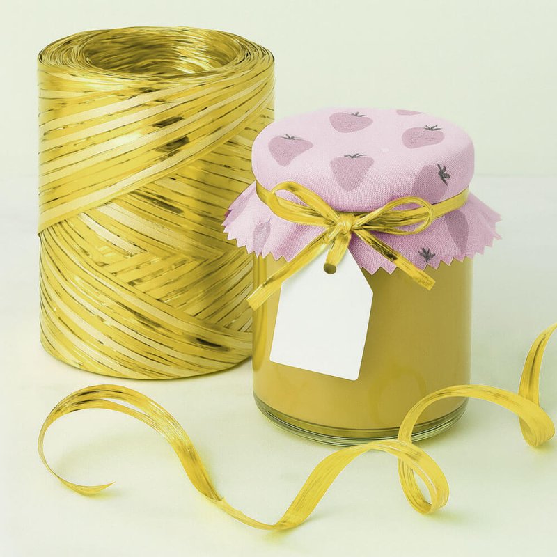 Cinta de rafia dorada mate-metalizada para decorar regalos