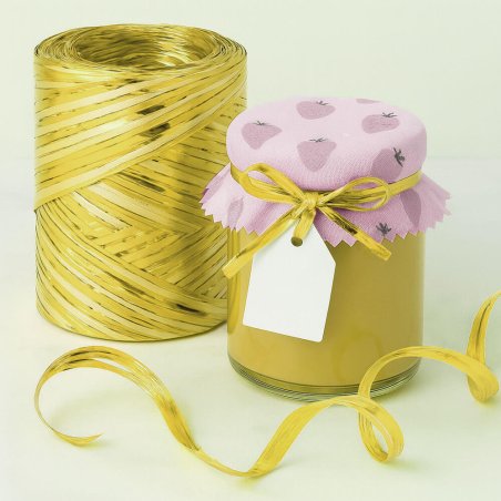 Cinta de rafia dorada mate-metalizada para decorar regalos