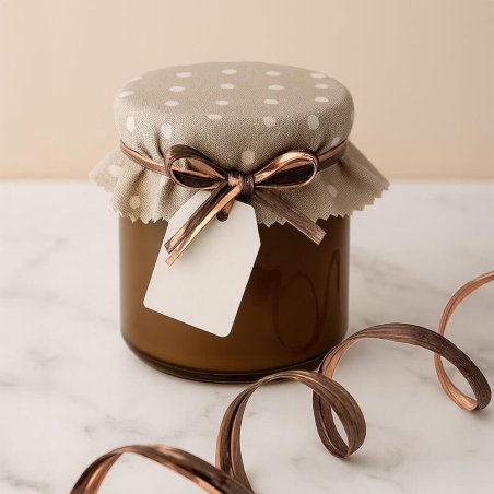 Cinta de rafia marron mate-metalizada para decorar regalos