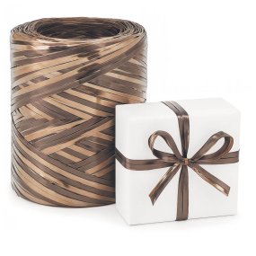 Ruban de raphia brun métallisé mat Ruban de raphia brun métallisé mat