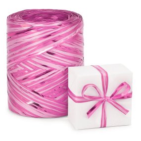 Ruban de raphia rose métallisé mat Ruban de raphia rose métallisé mat