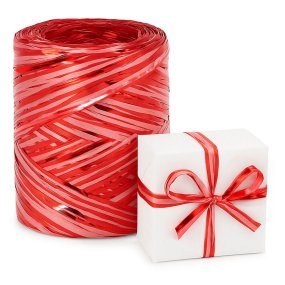 Fita de rafia vermelha fosco-metalizada