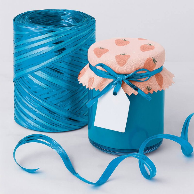 Cinta de rafia azul eléctrico mate metalizada para decorar regalos