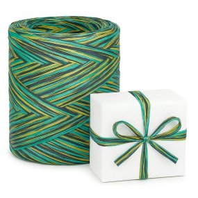 Fita de rafia tricolor esmeralda-pistache-pinheiro
