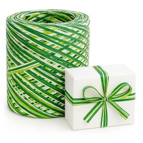Cinta de rafia tricolor pistacho-hierba-blanco Cinta de rafia tricolor pistacho-hierba-blanco