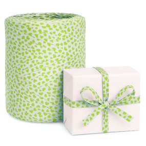 Fitas de rafia com coraçoes pistache