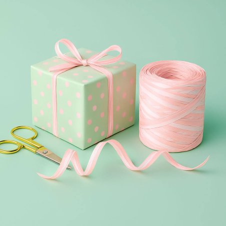 Cinta de rafia bicolor rosa para envolver regalos