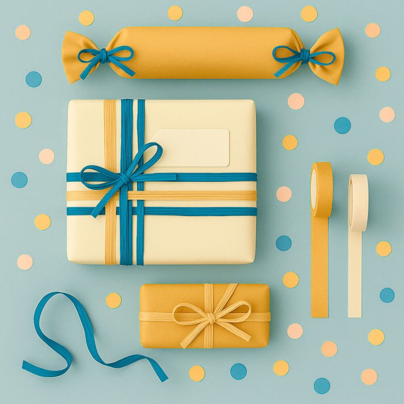Cinta de rafia azul mentol para decorar regalos