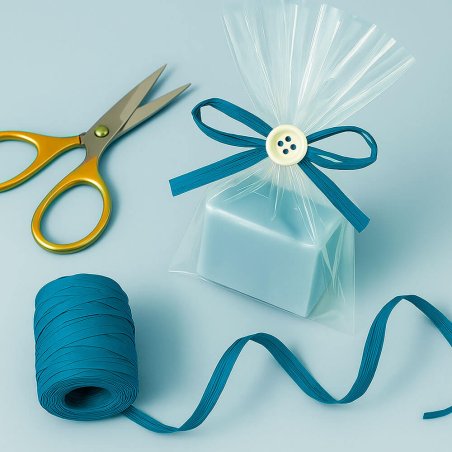 Cinta de rafia azul mentol para decorar bolsas de regalo