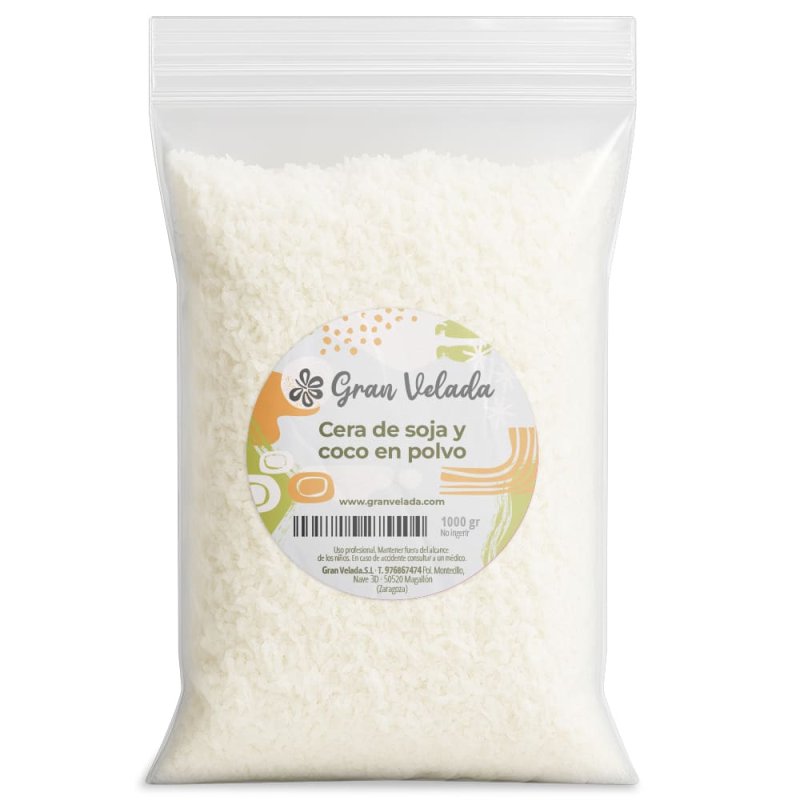 Cera de soja y coco en polvo para velas
