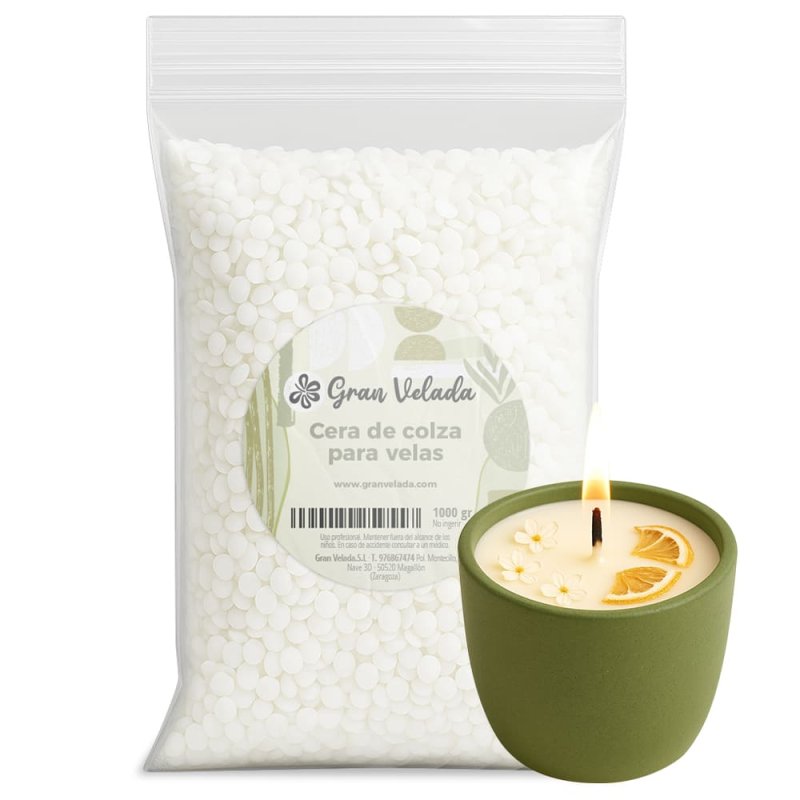Cera de colza para velas en vaso