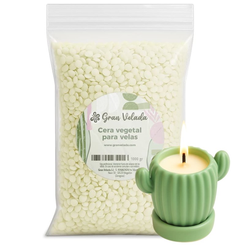 Cera vegetal para velas en vaso