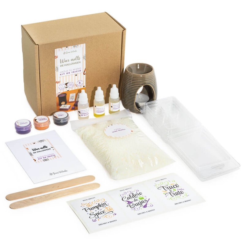 Contenido kit como hacer wax melts de halloween