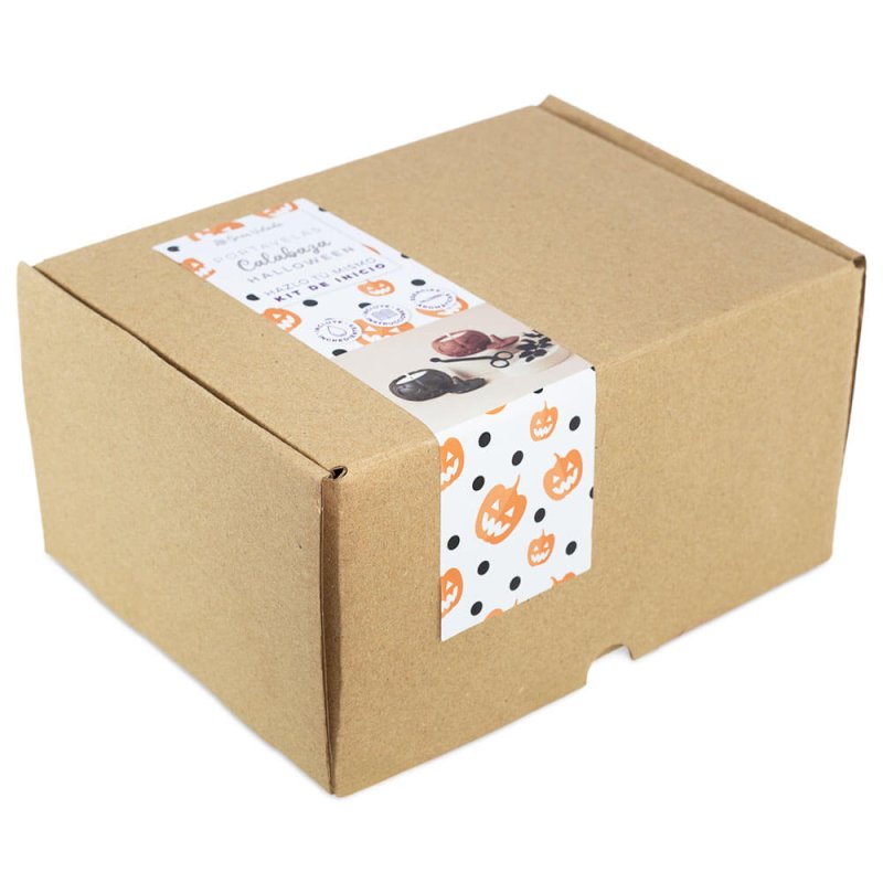 Caja kit como hacer portavelas de calabaza para Halloween