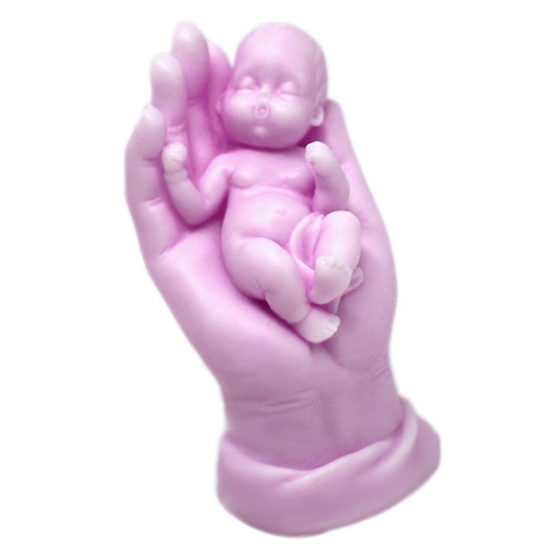 Molde mano abierta con bebe 3d - Molde para hacer jabon de bautizo bebe en mano. - Moldes de jabones para bautizo
