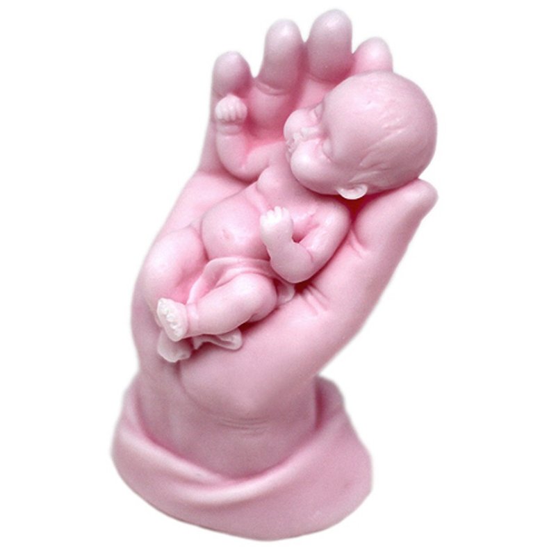 Molde mano abierta con bebe 3d - Molde para hacer jabon de bautizo bebe en mano. - Moldes de jabones para bautizo
