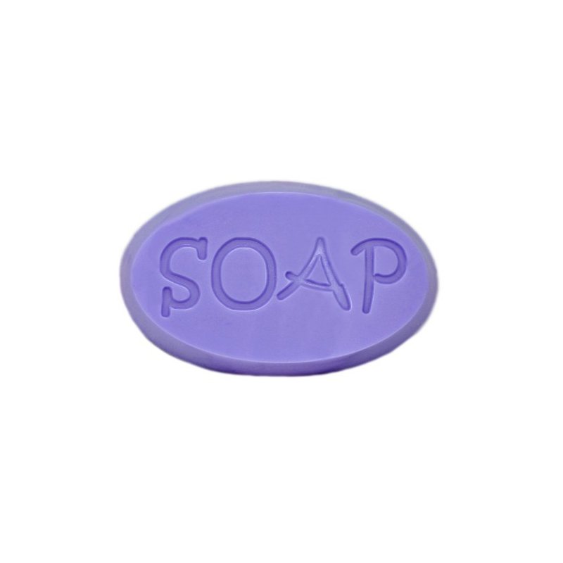 Molde para hacer pastillas de jabon casero con el texto soap