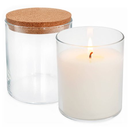 Vaso para velas premium 360 ml con tapa con ejemplo vela