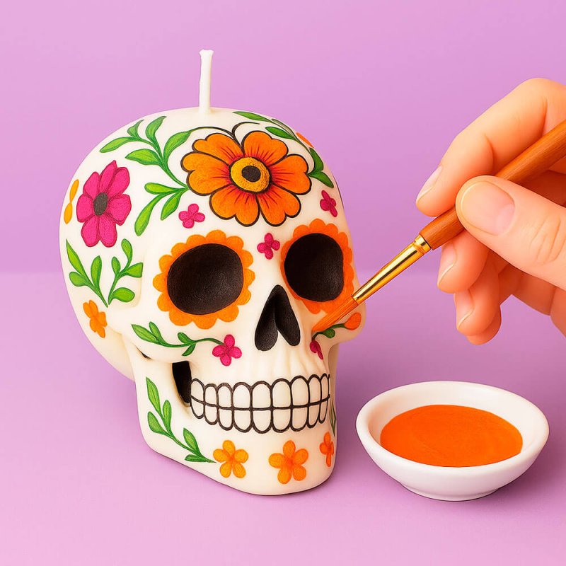 Pintura naranja calabaza para decorar velas