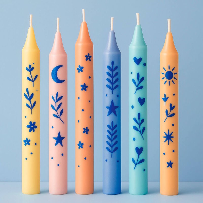 Pintura azul eléctrico para hacer velas con dibujos
