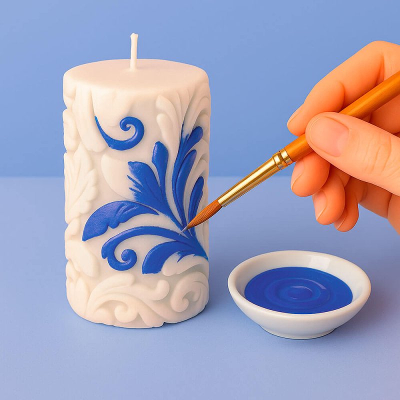 Pintura azul eléctrico para decorar velas