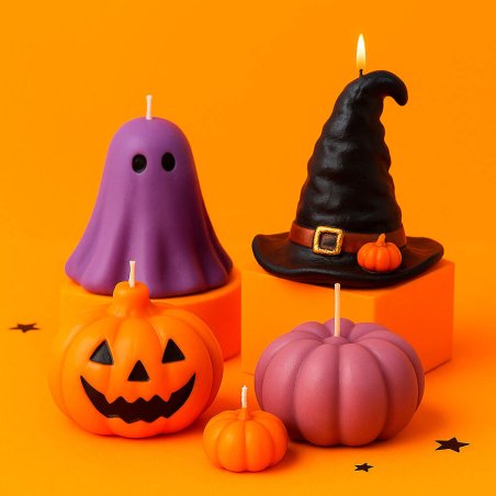 Velas hechas con colores de Halloween para velas