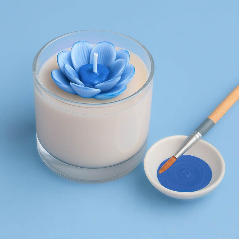 Pintura azulón para decorar velas