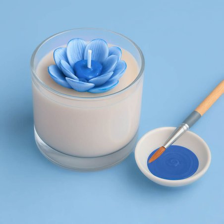 Pintura azulón para decorar velas