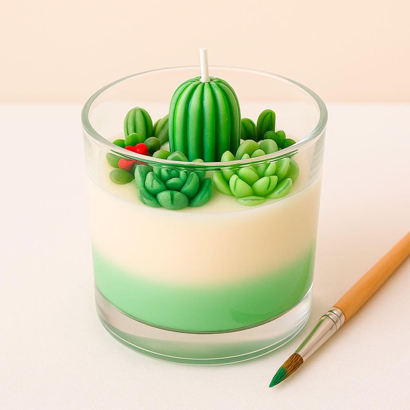 Pintura verde brillante para decorar velas