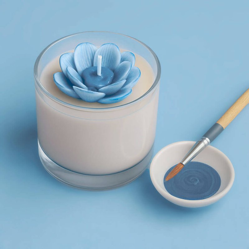 Pintura azul niebla para decorar velas