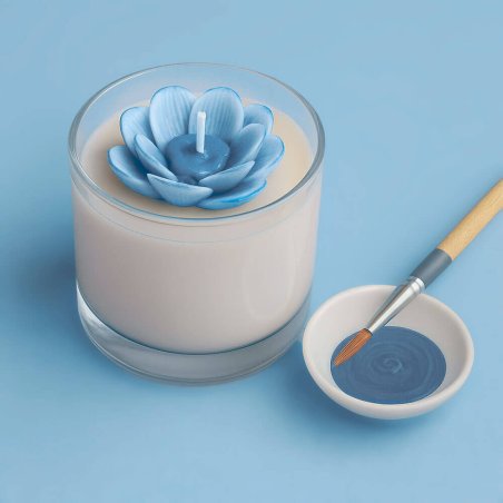 Pintura azul niebla para decorar velas