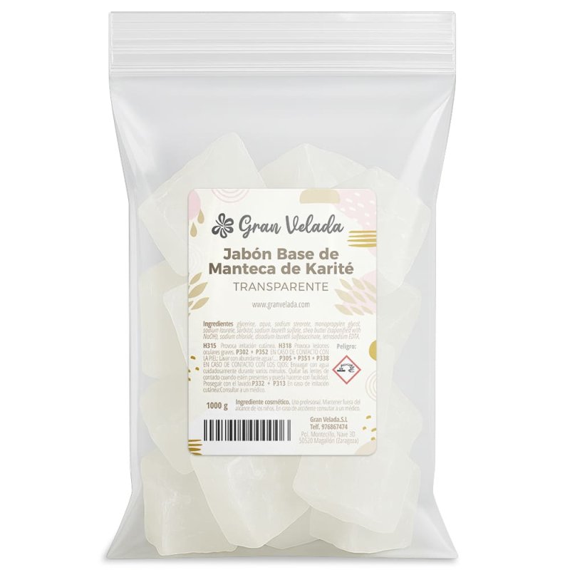 Jabon base de manteca de karite transparente 1 kg