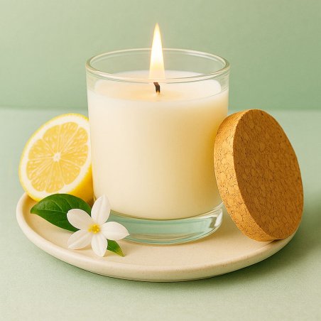 Vaso 260 ml marbella con tapa de corcho para hacer velas