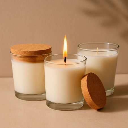 Vaso 260 ml con tapa de corcho para hacer velas de soja