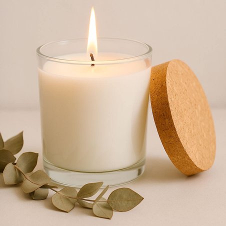 Vaso 260 ml marbella con tapa de corcho para velas