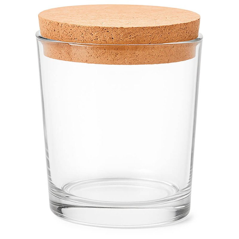 Vaso 260 ml de cristal con tapa de corcho para velas