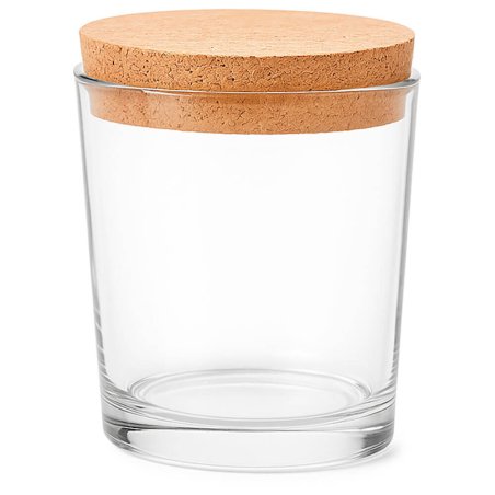 Vaso 260 ml de cristal con tapa de corcho para velas