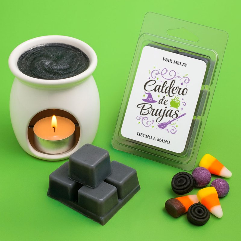 Pegatinas para decorar wax melts de Halloween Caldero de brujas