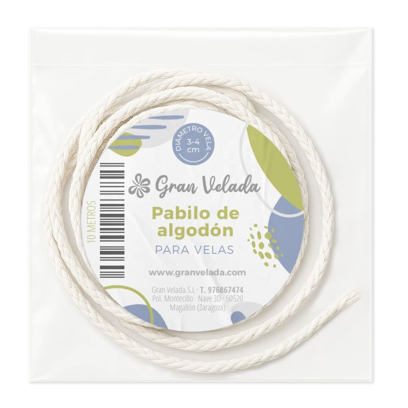 Pabilo de algodon para velas 3-4cm