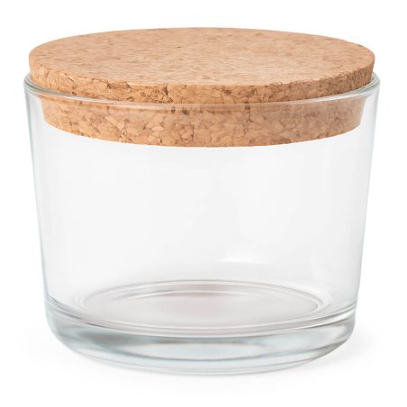 Vaso de cristal 230ml con tapa de corcho para velas